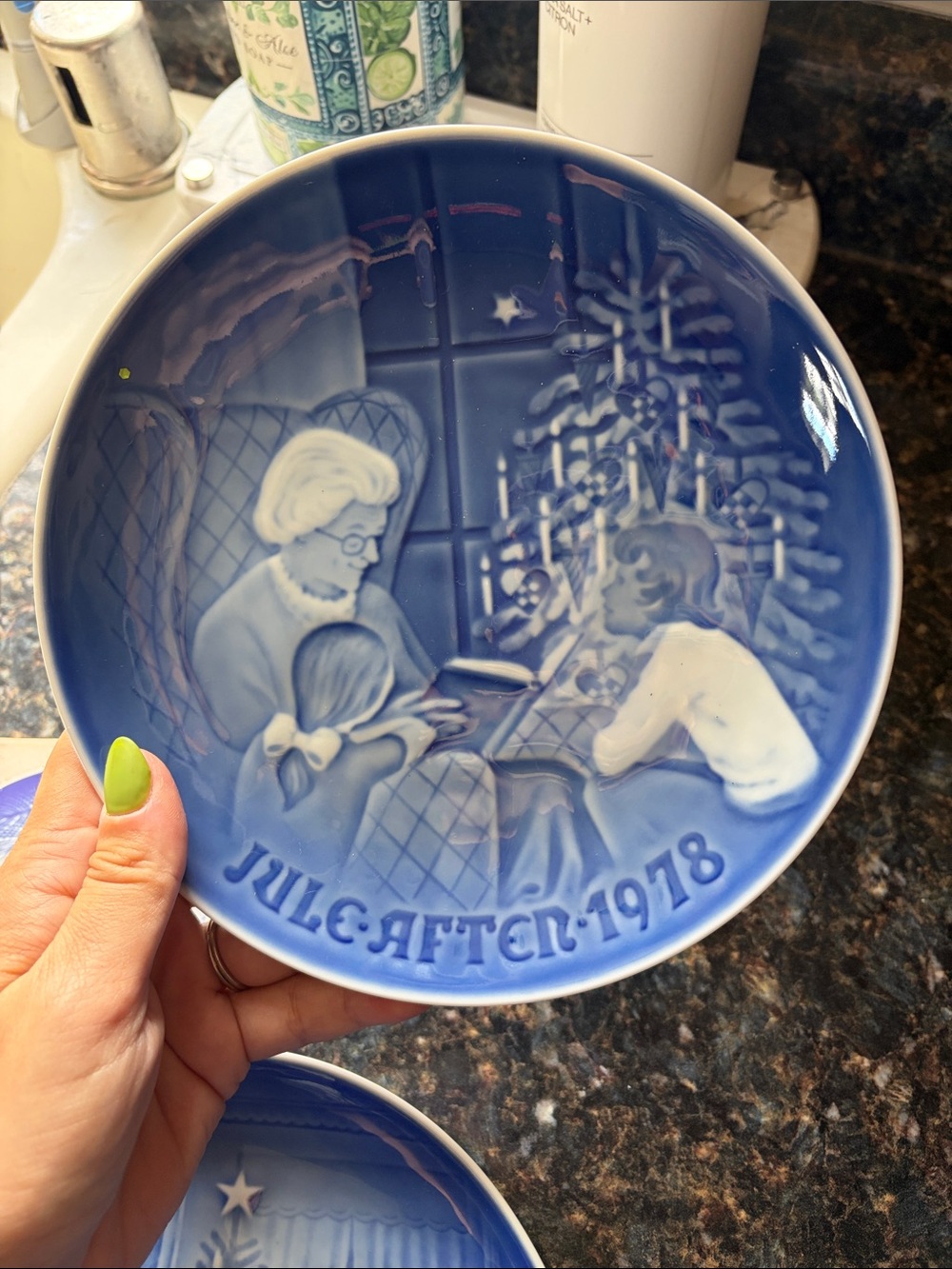 1978 Jule-Aften Blue Collector Plate - Classic Holiday Scene